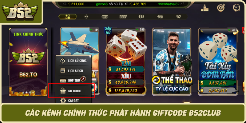 Cac Kenh Chinh Thuc Phat Hanh Giftcode B52Club