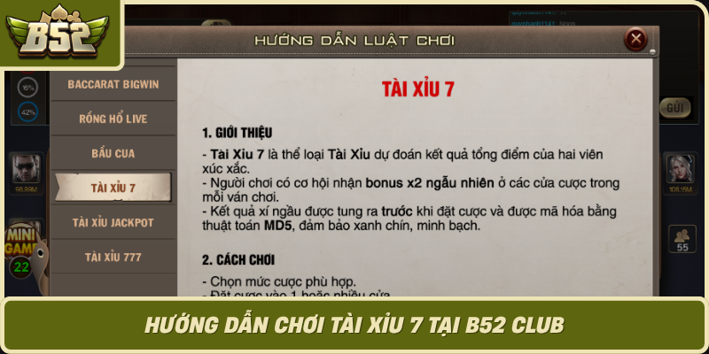 Huong Dan Choi Tai Xiu 7 Tai B52 Club