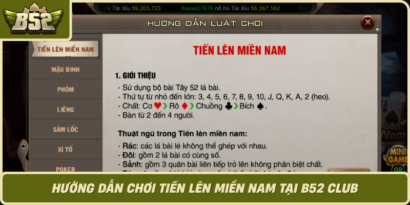 Huong Dan Choi Tien Len Mien Nam Tai B52 Club