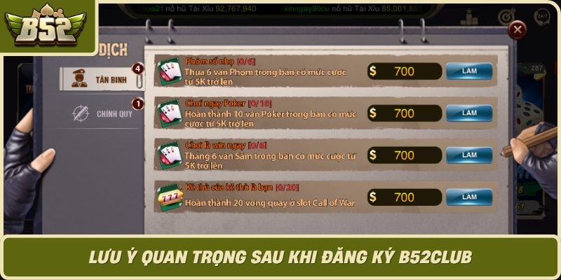 Luu Y Quan Trong Sau Khi Dang Ky B52Club