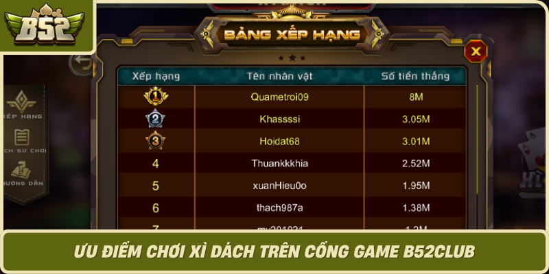 Uu Diem Choi Xi Dach Tren Cong Game B52Club